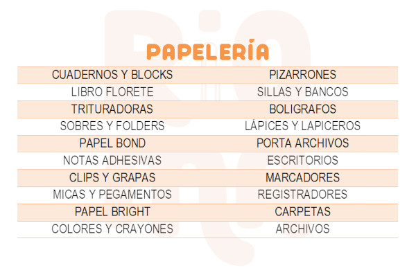 Papelería y Equipo de Oficina disponibles en RIOMA Suministros, Sección Papelería, 