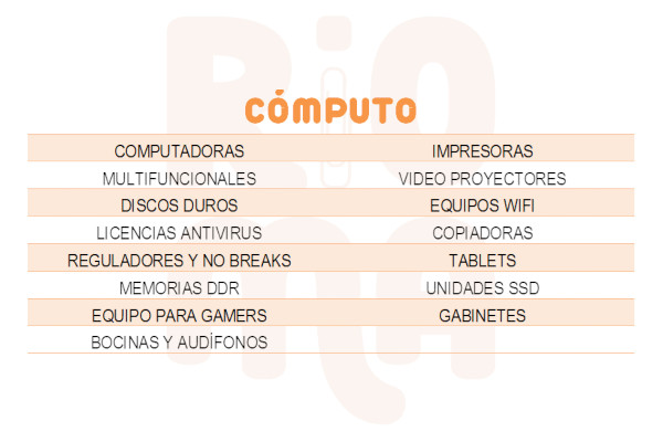 Cómputo e Impresión disponibles en RIOMA Suministros, Sección Cómputo, 