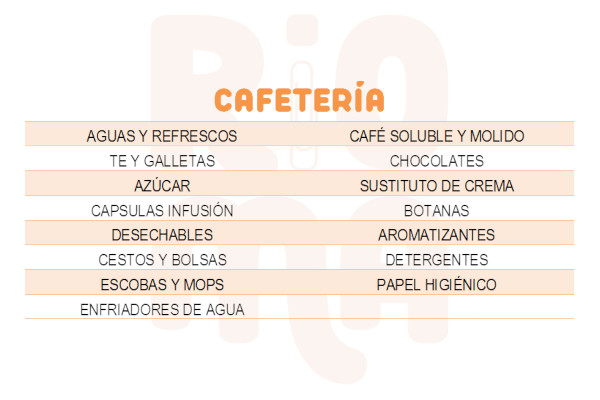 Cafetería y Limpieza disponibles en RIOMA Suministros, Sección Cafetería, 